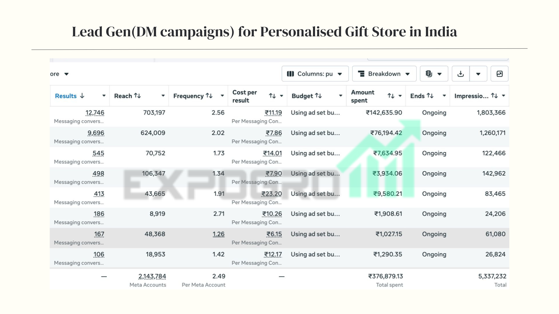 Lead generation account snapshot